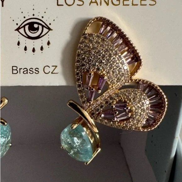 NWT ⚜️🦋⚜️ Eye candy Monarch Butterfly 18K Gold Plated Dangle Earrings - Picture 4 of 8